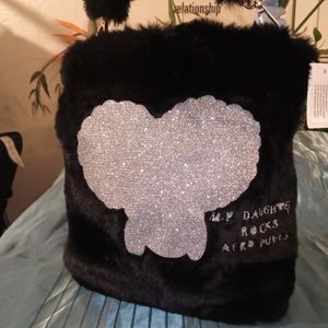 Black fur purse